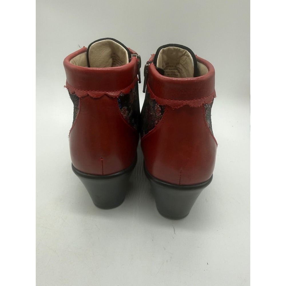 Alegria Heidi Ankle Boots 7 Women 37 Floral Leather Side Zip Comfort Shoes - Picture 3 of 7